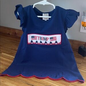 Navy Blue Ruffle Trump smock shirt southern sass smocks girls size 6 scallop